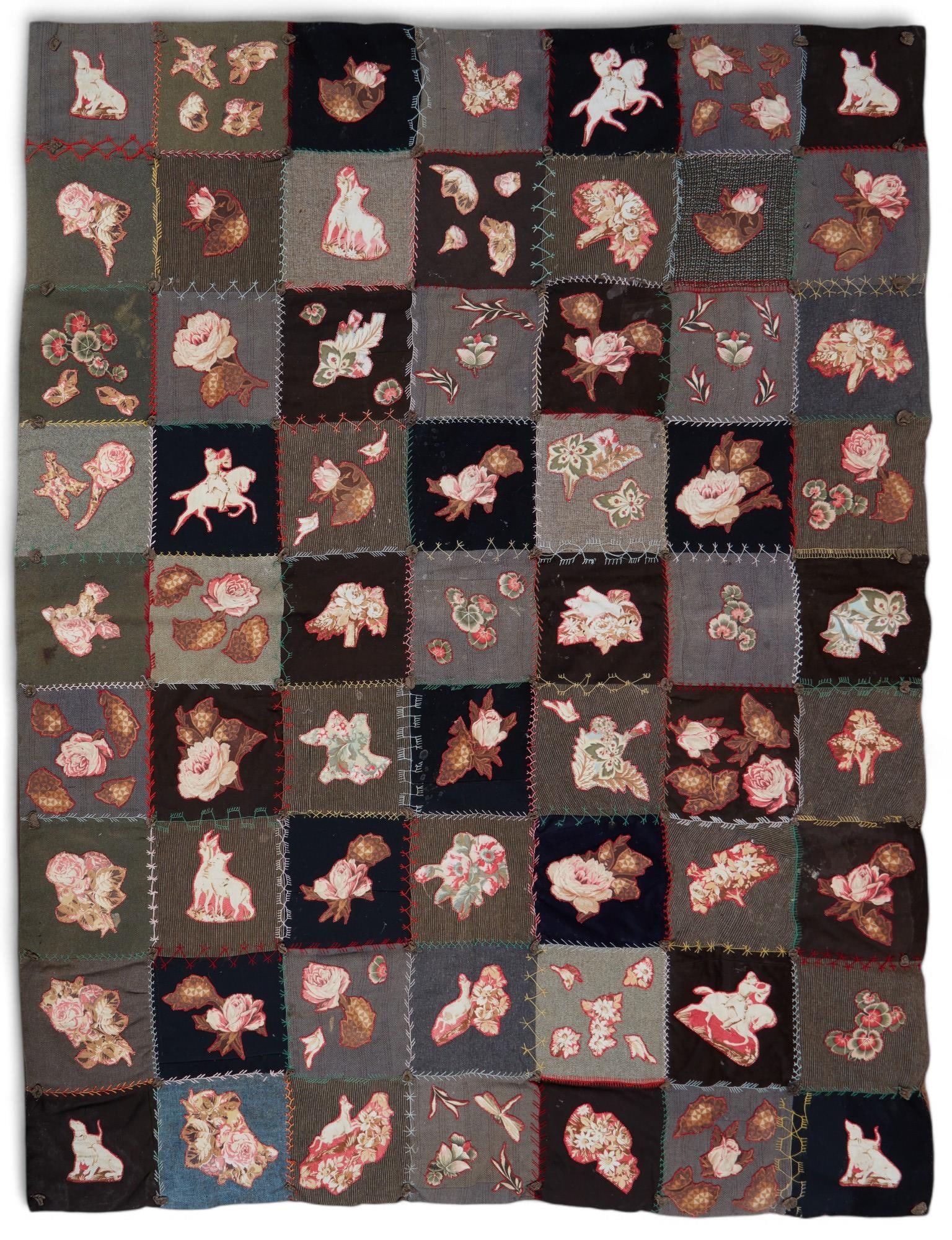 An American floral pictorial patchwork quilt (1 of 5)