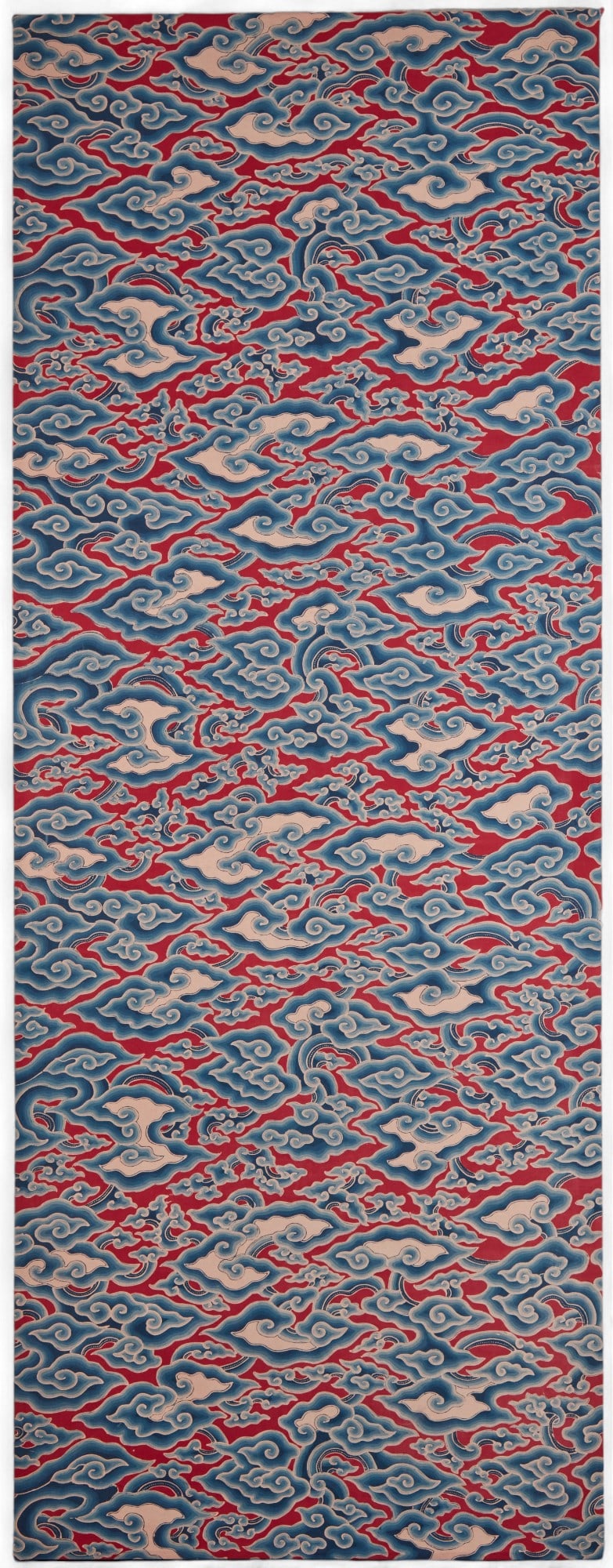 An Asian printed fabric panel of clouds (1 of 4)