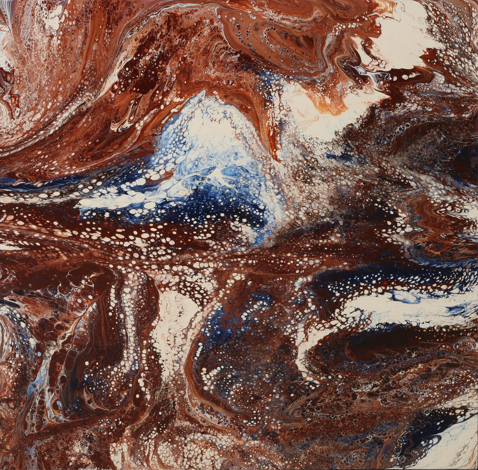 Richard Mann, Untitled abstract composition: Richard Mann(American, 20th century)Untitled abstract compositionacrylic on boardsigned lower left R MANN, inscribed to reverse T15336 x 36in (91.5 x 91.5cm)