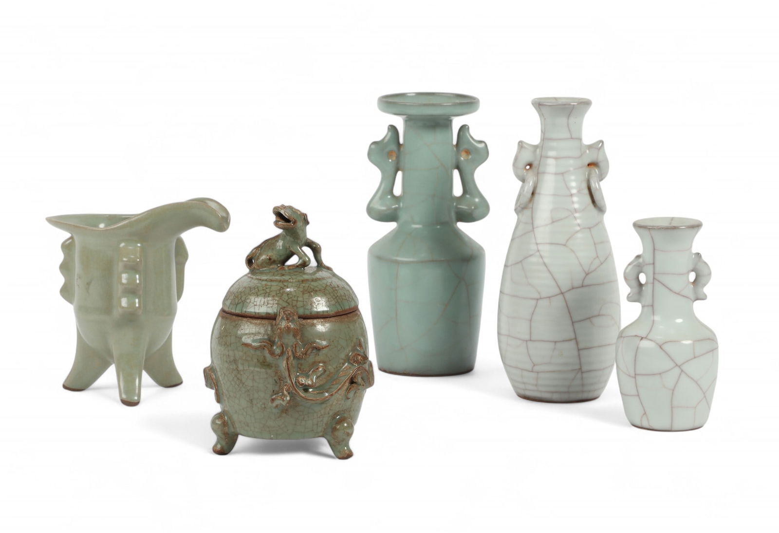 Five Chinese celadon glazed wares (1 of 5)