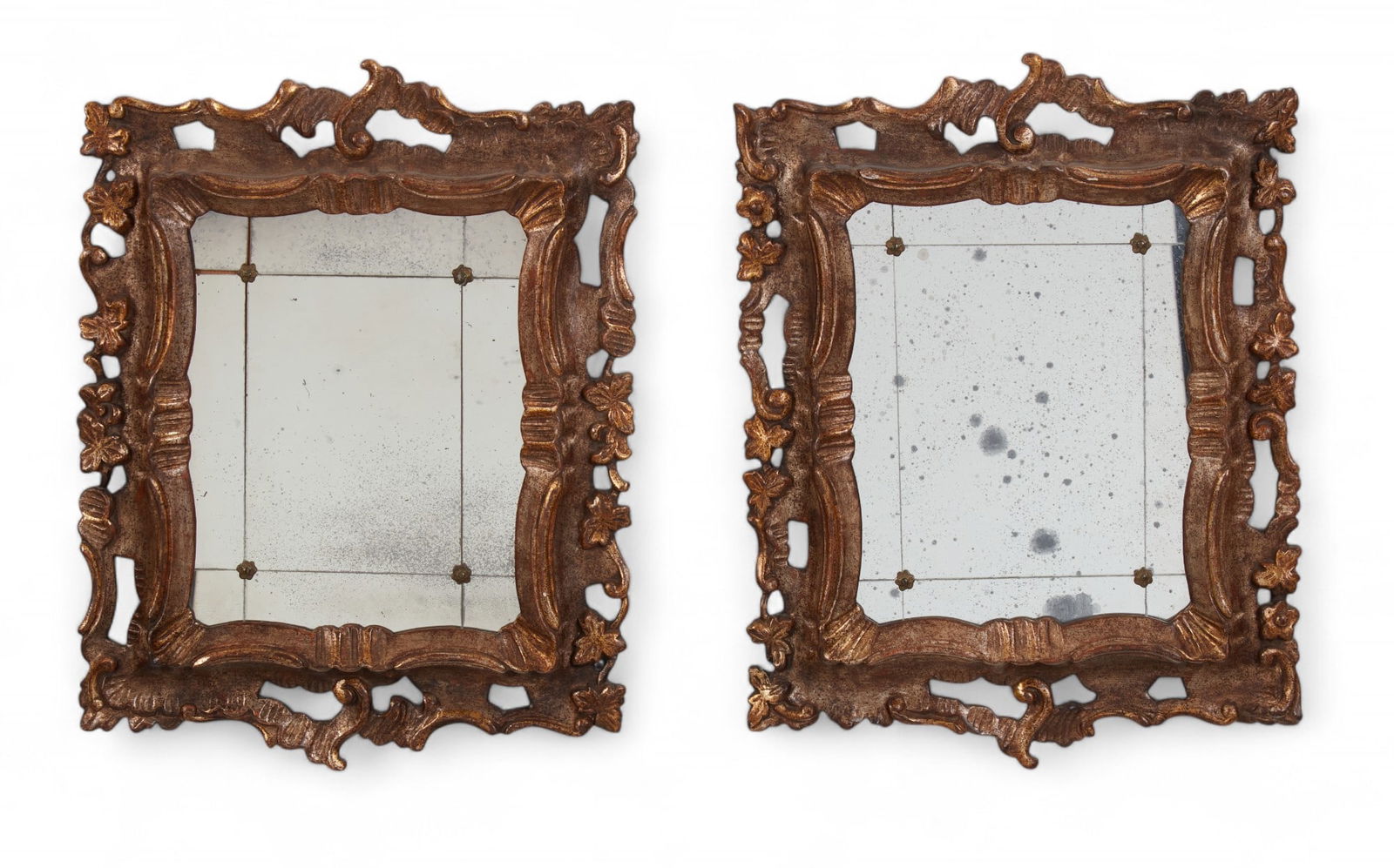 A pair of Rococo style silvered and gilt mirrors (1 of 6)