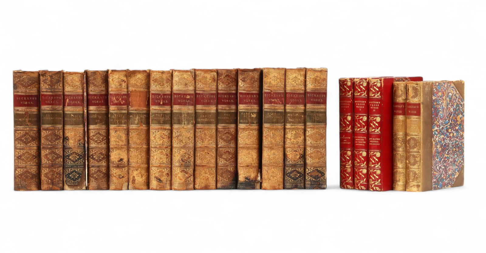 Dickens, Parkman, Whittier, 28 leather bound books (1 of 5)