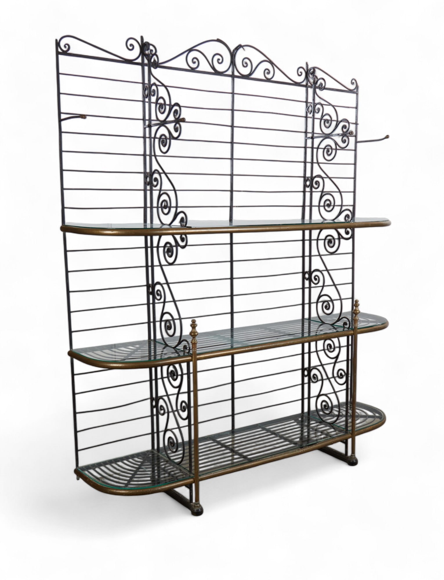 A French brass mounted wrought iron baker's rack (1 of 15)