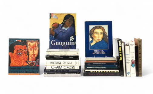 Twenty-eight art monographs and reference works: A group of twenty-eight art monographs and reference works (28)lot includes: Chaim Gross. Getlein, Frank. NY: Abrams, 1974. inscribed and signed by the artist with a whimsical drawing and dated in pur