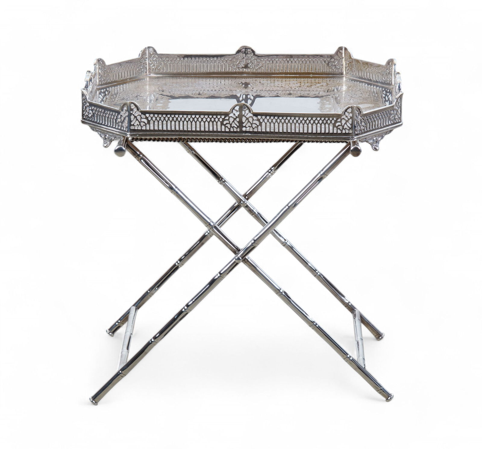 An American silverplate galleried tray on stand (1 of 8)