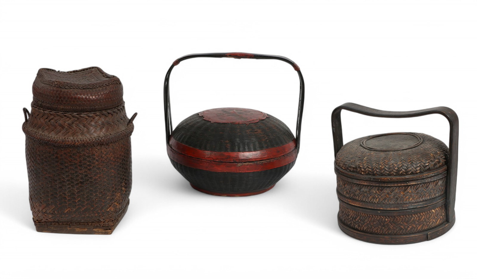 Group of Three Asian Baskets: Group of Three Asian Baskets