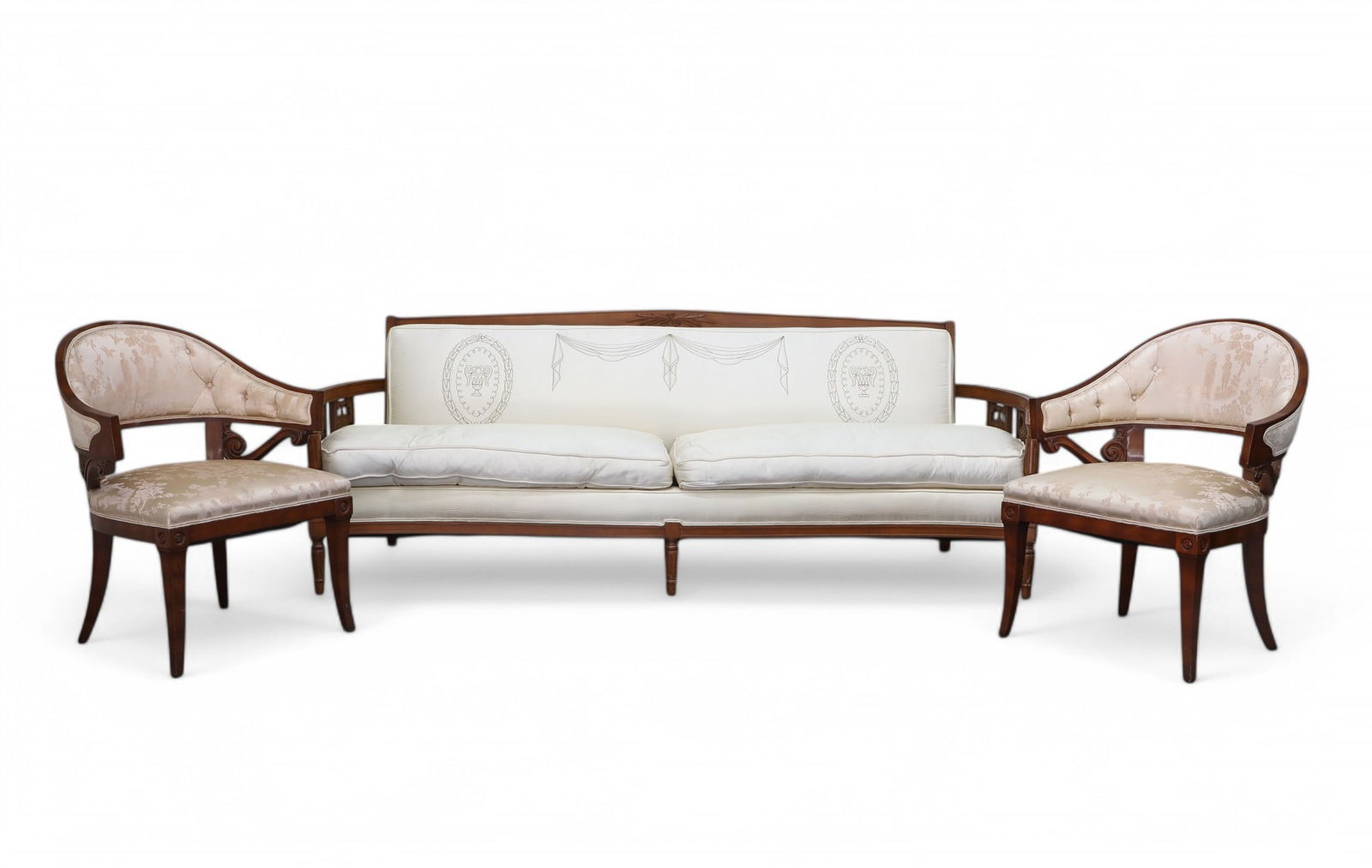 Sofa and Pair of Side Chairs: Sofa and Pair of Side Chairs Sofa 33 x 34 x 88 in. (83.8 x 86.4 x 223.5 cm.)