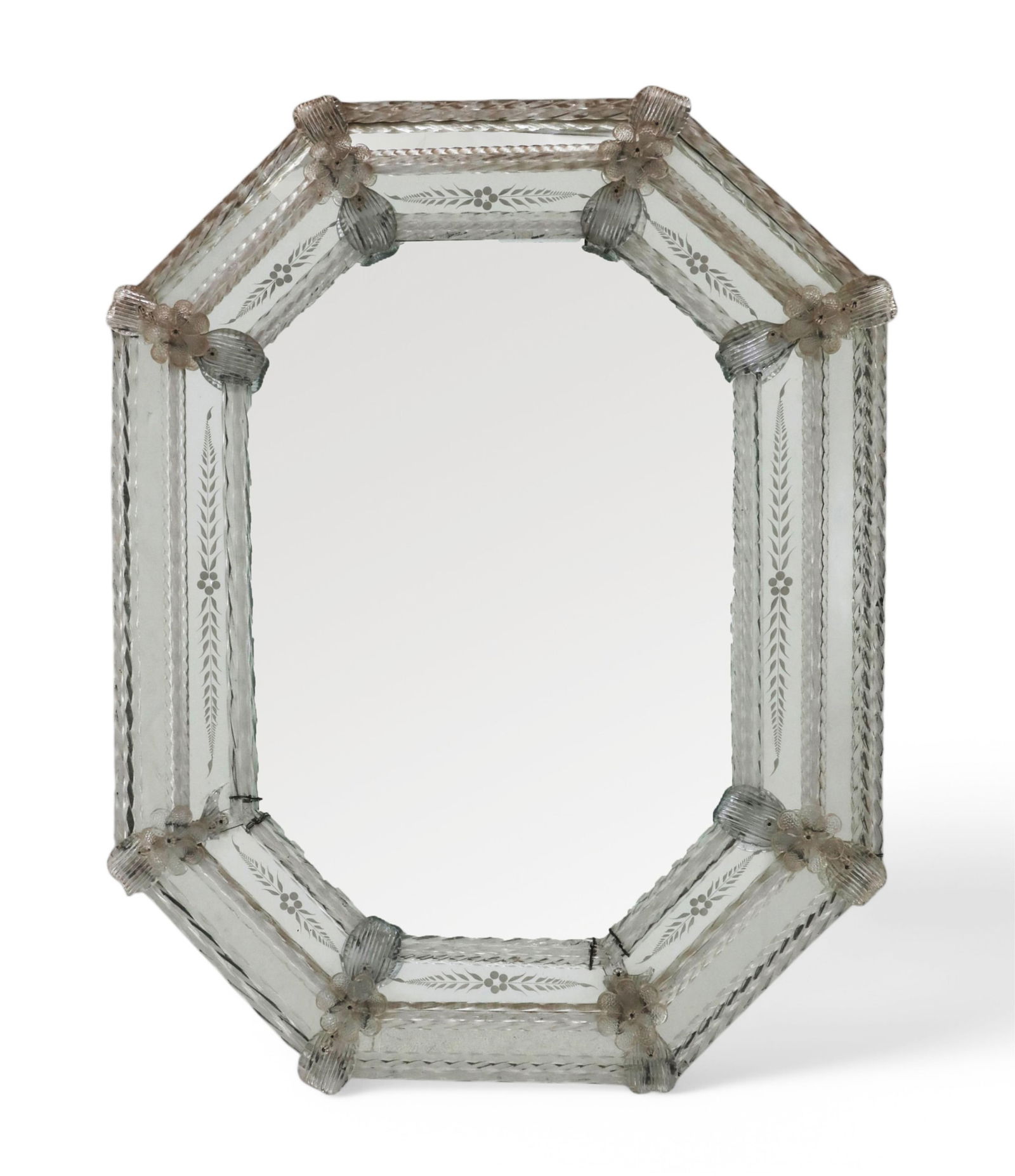 A Venetian etched glass octagonal mirror (1 of 4)