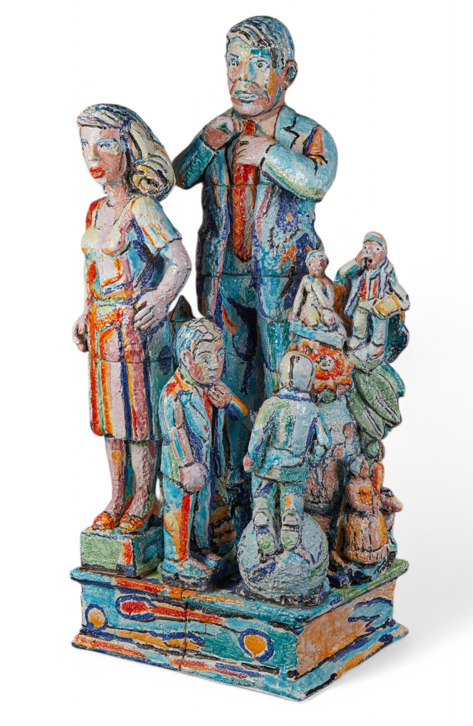 Viola Frey (American, 1933-2004), Figural family: Viola Frey(American, 1933-2004)Figural family group, 1991glazed ceramicheight 84in (214cm); width 35in (889cm); depth 29in (74cm) Provenance: With Nancy Hoffman Gallery, New York, 1992