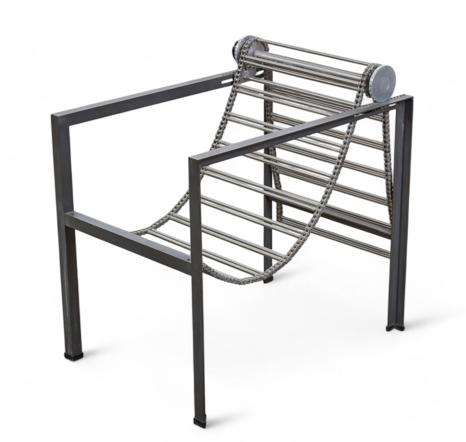 Paolo Pallucco & Mireille Rivier Barba D'Argento: A Paolo Pallucco and Mireille Rivier steel, aluminum and plastic Barba D'Argento armchairdesigned circa 1986With adjustable back and seat.height 28 1/2in (72cm); width 21in (53cm); depth of seat 16in