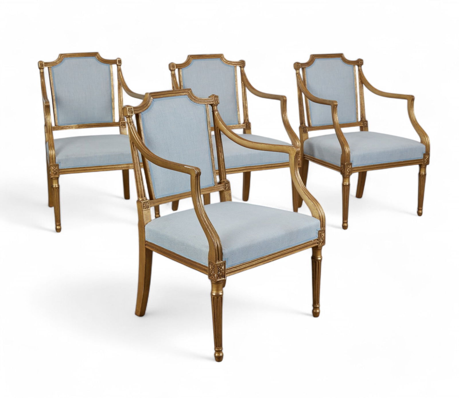 A set of four George III giltwood open armchairs (1 of 10)