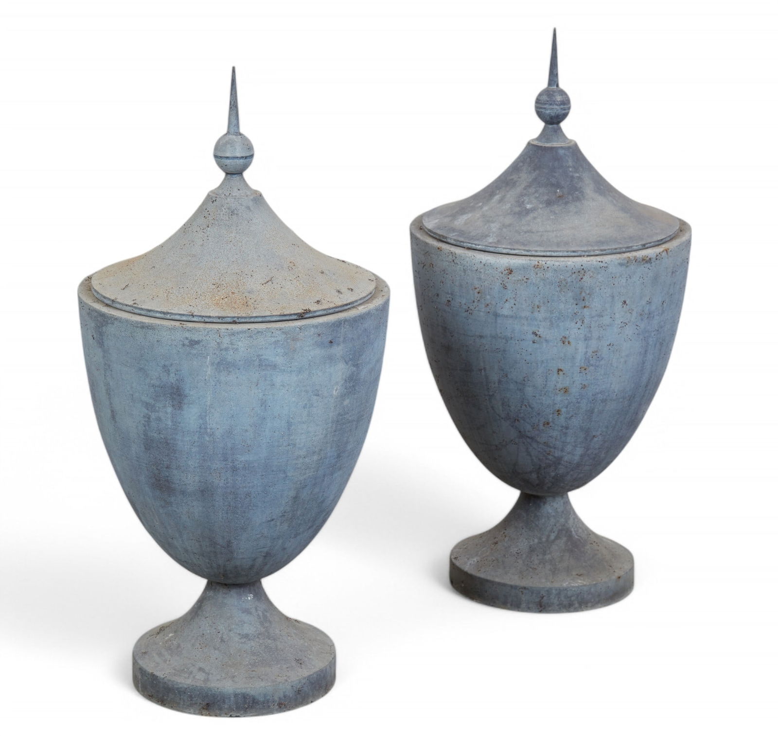 A pair of Neoclassical style zinc covered urns (1 of 6)