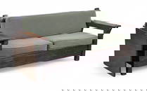 A Monterey painted and stained wood drop arm sofa