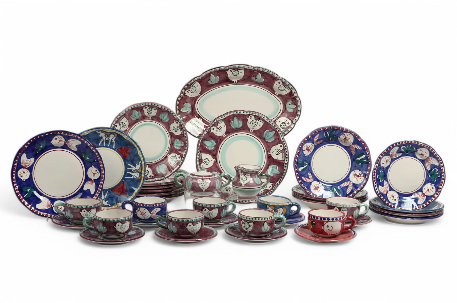 A Vietri Solimene  stoneware part dinner service (1 of 4)