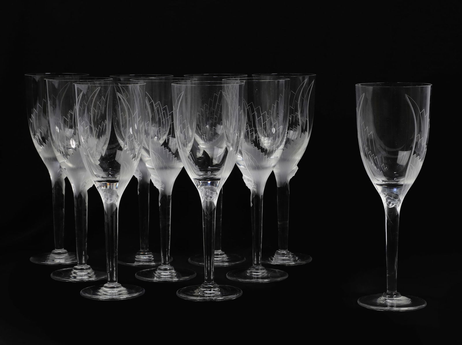 10 Lalique glass Ange champagne flutes (1 of 4)