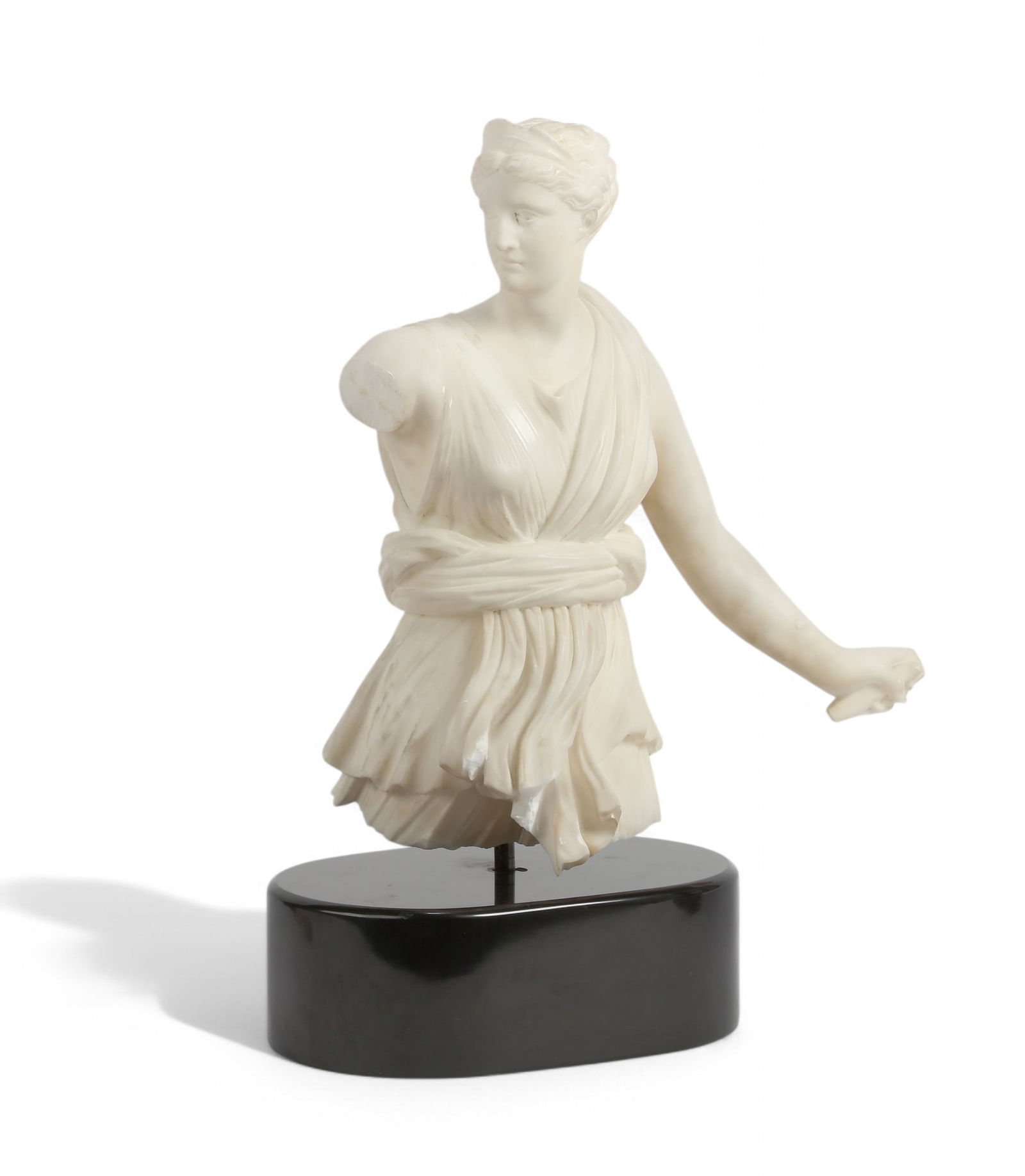 A Continental white marble fragment of Diana (1 of 4)