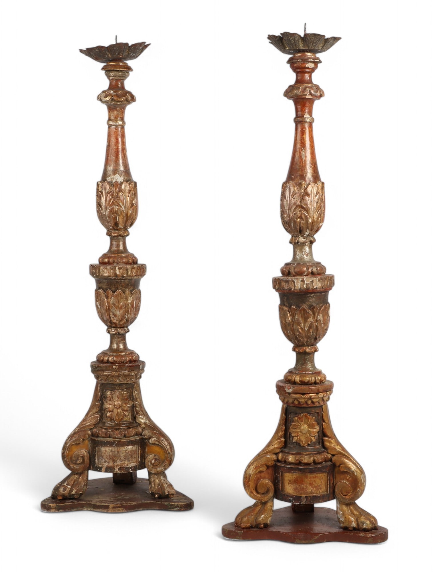 Pair Continental Baroque giltwood pricket sticks (1 of 5)