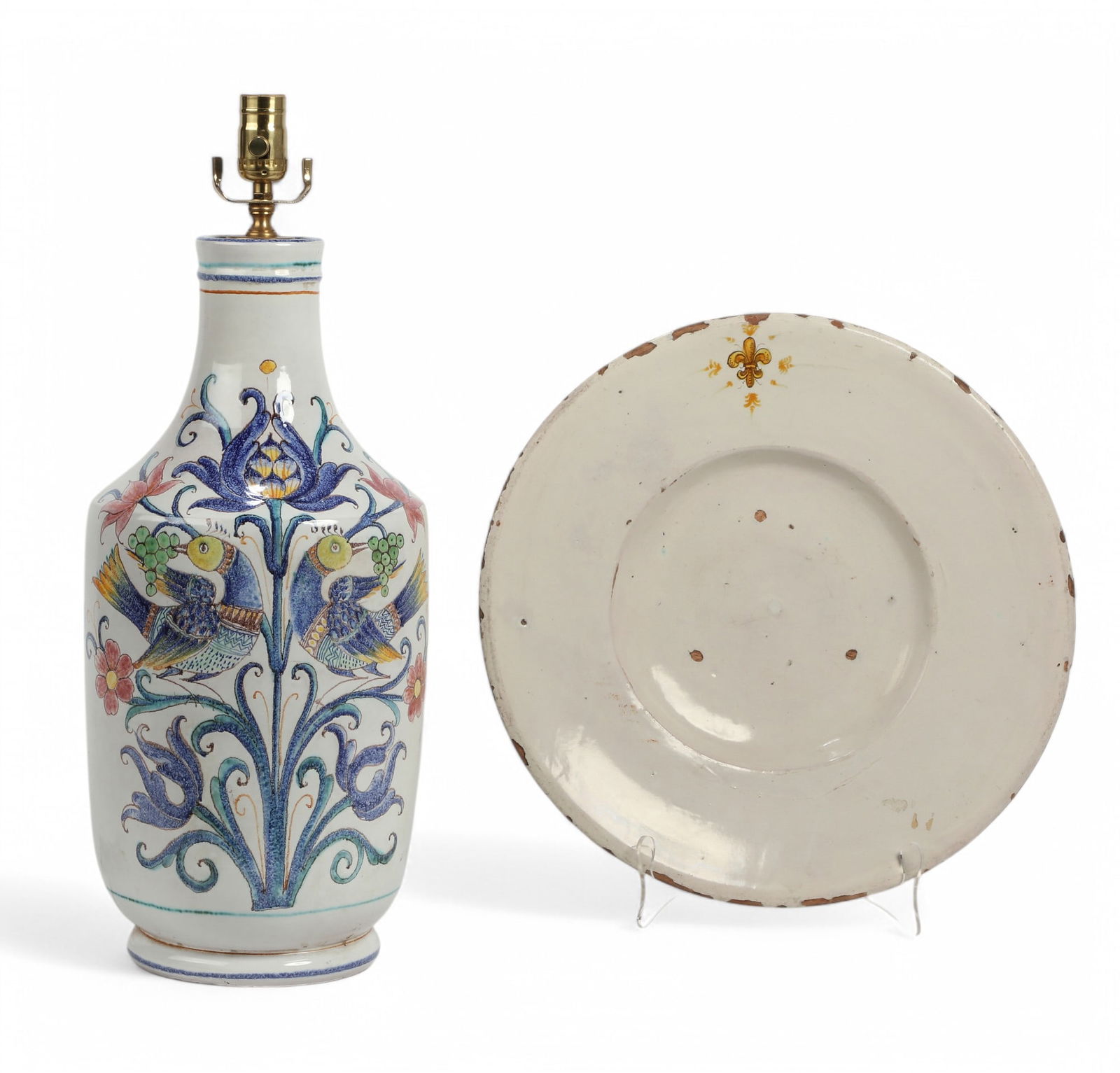 Two Continental glazed earthenware table articles (1 of 4)