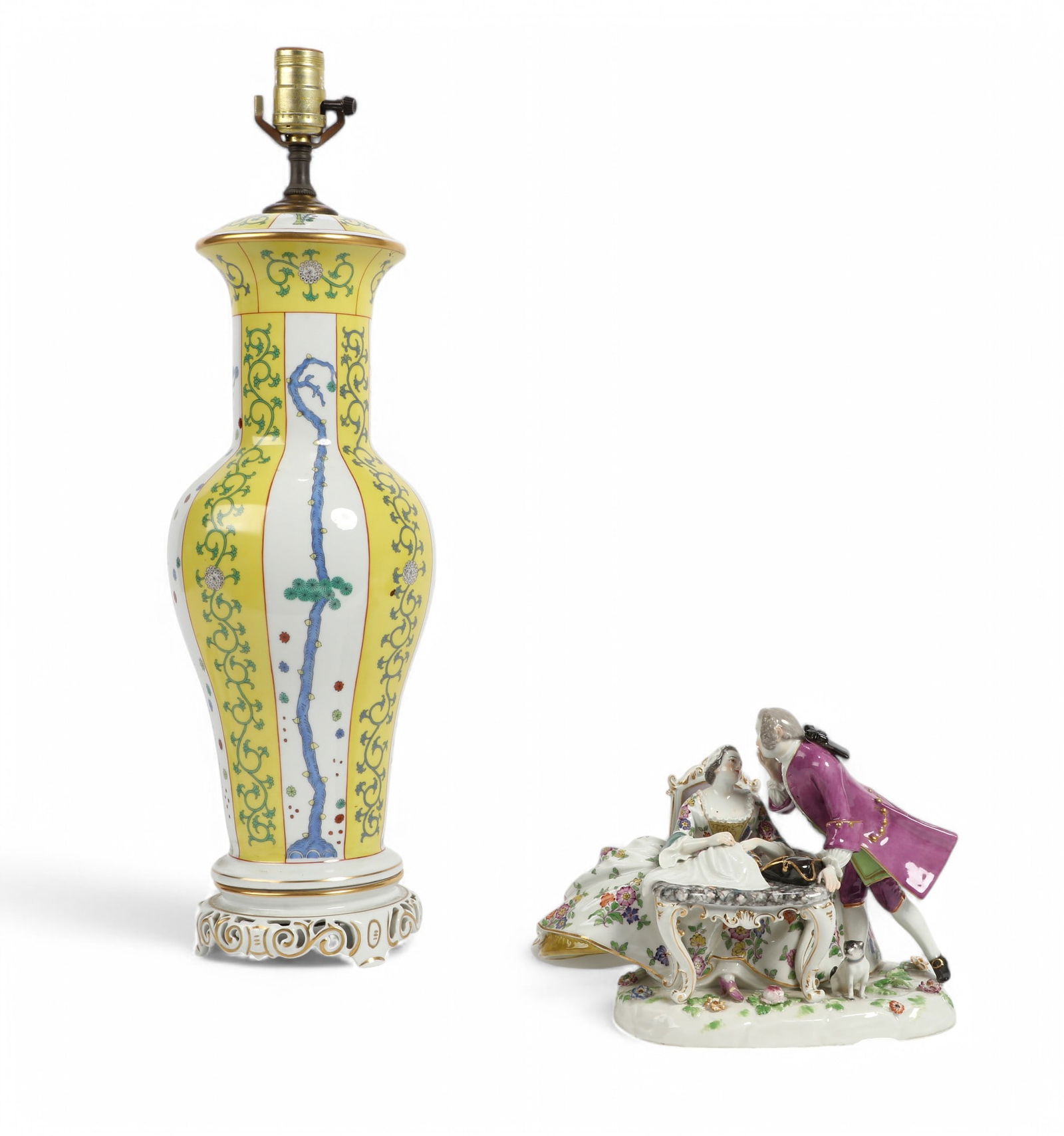 A Meissen figural group and Continental lamp (1 of 5)