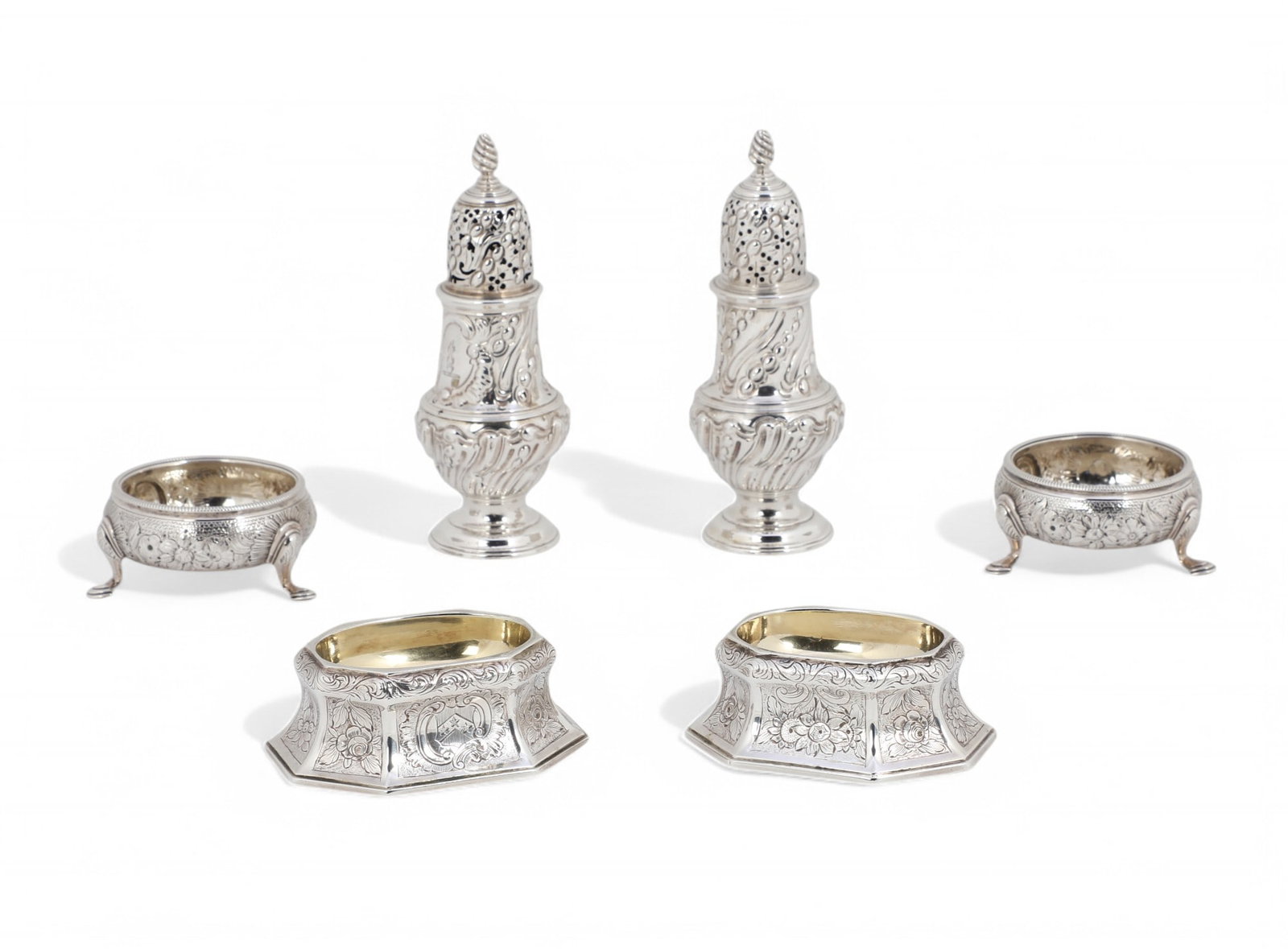 Six piece group of Georgian silver condimentware (1 of 4)