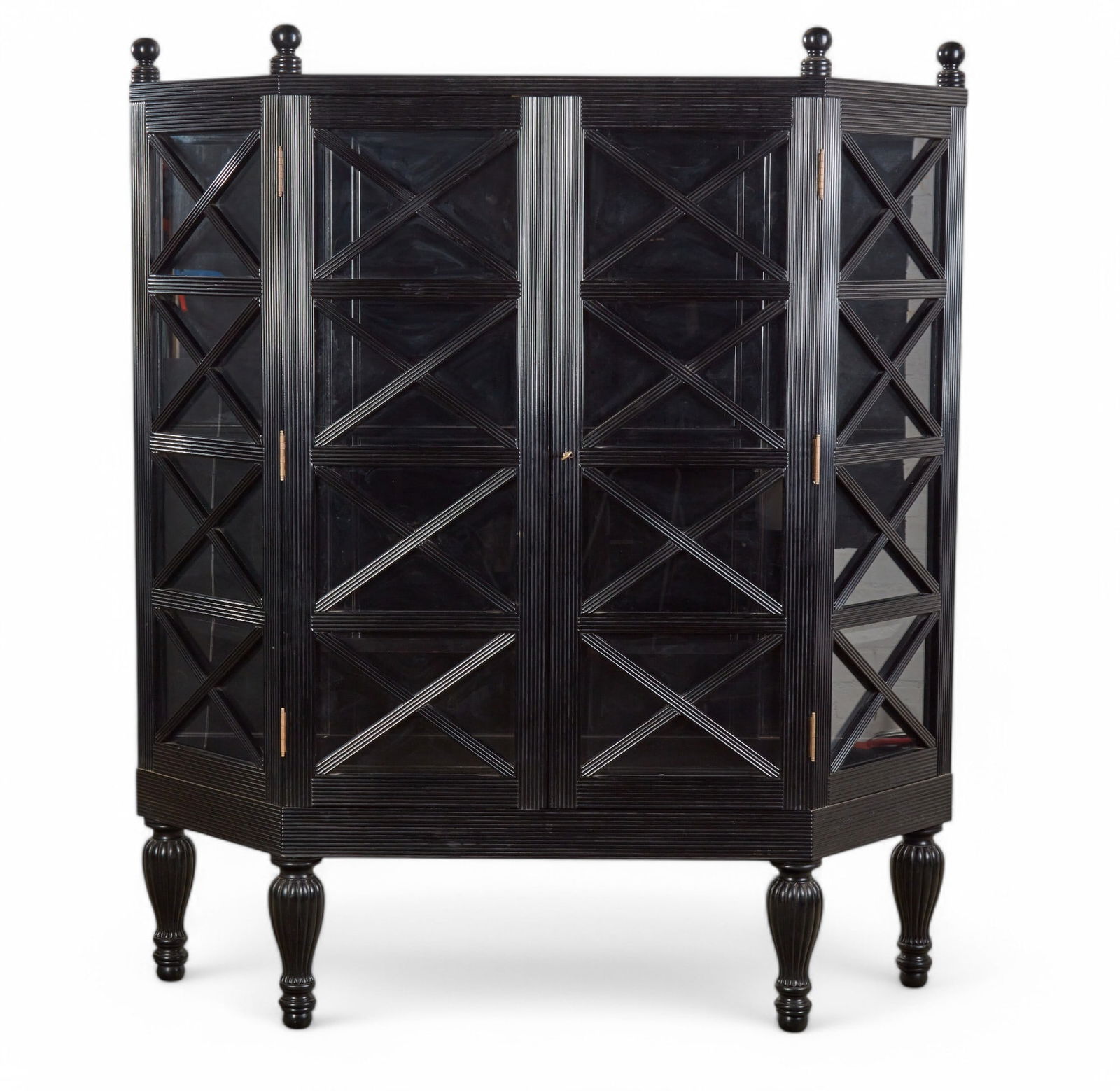 An Anglo Indian style ebonized vitrine cabinet (1 of 9)