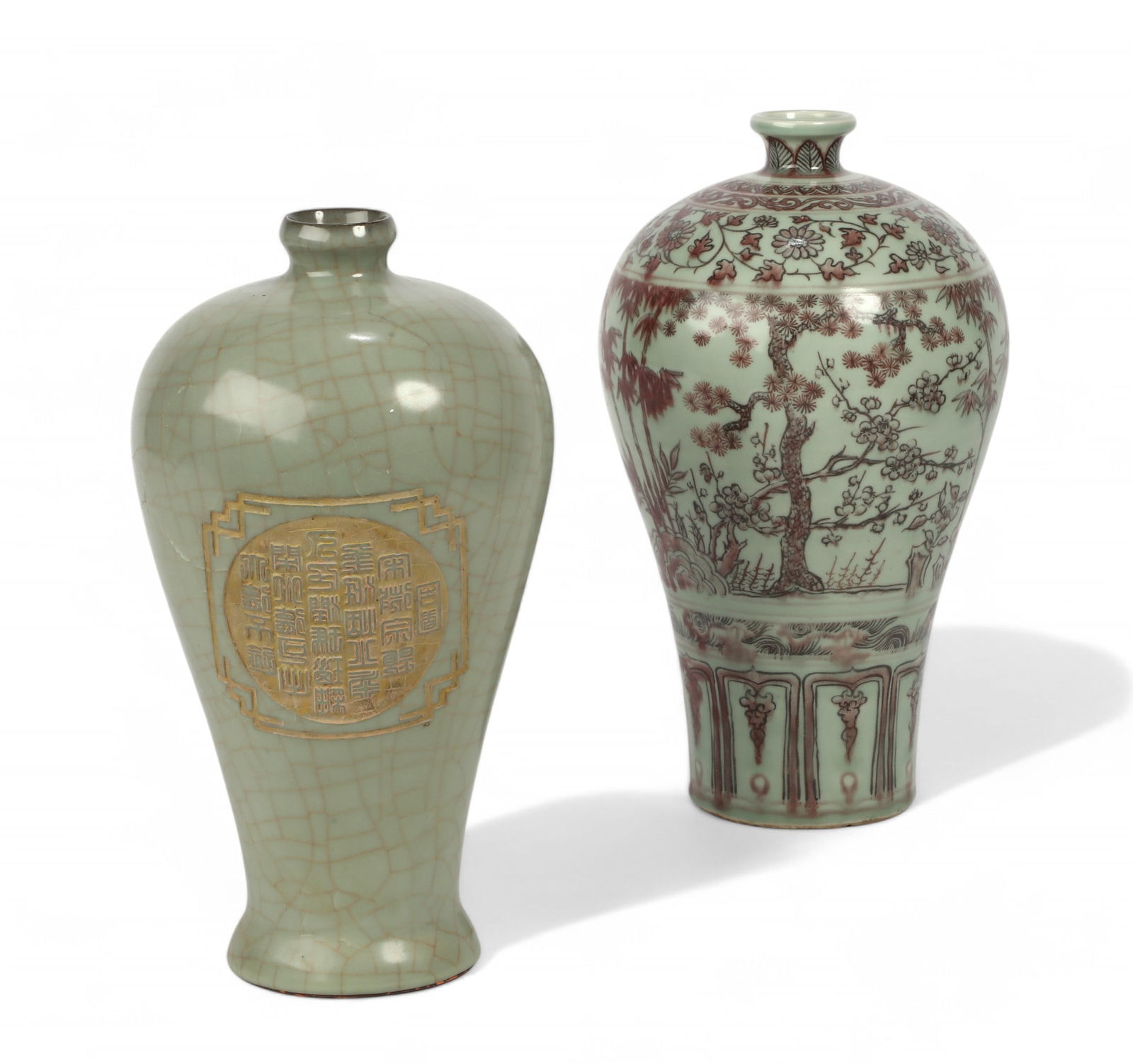 Two Chinese glazed ceramic meiping vases (1 of 7)