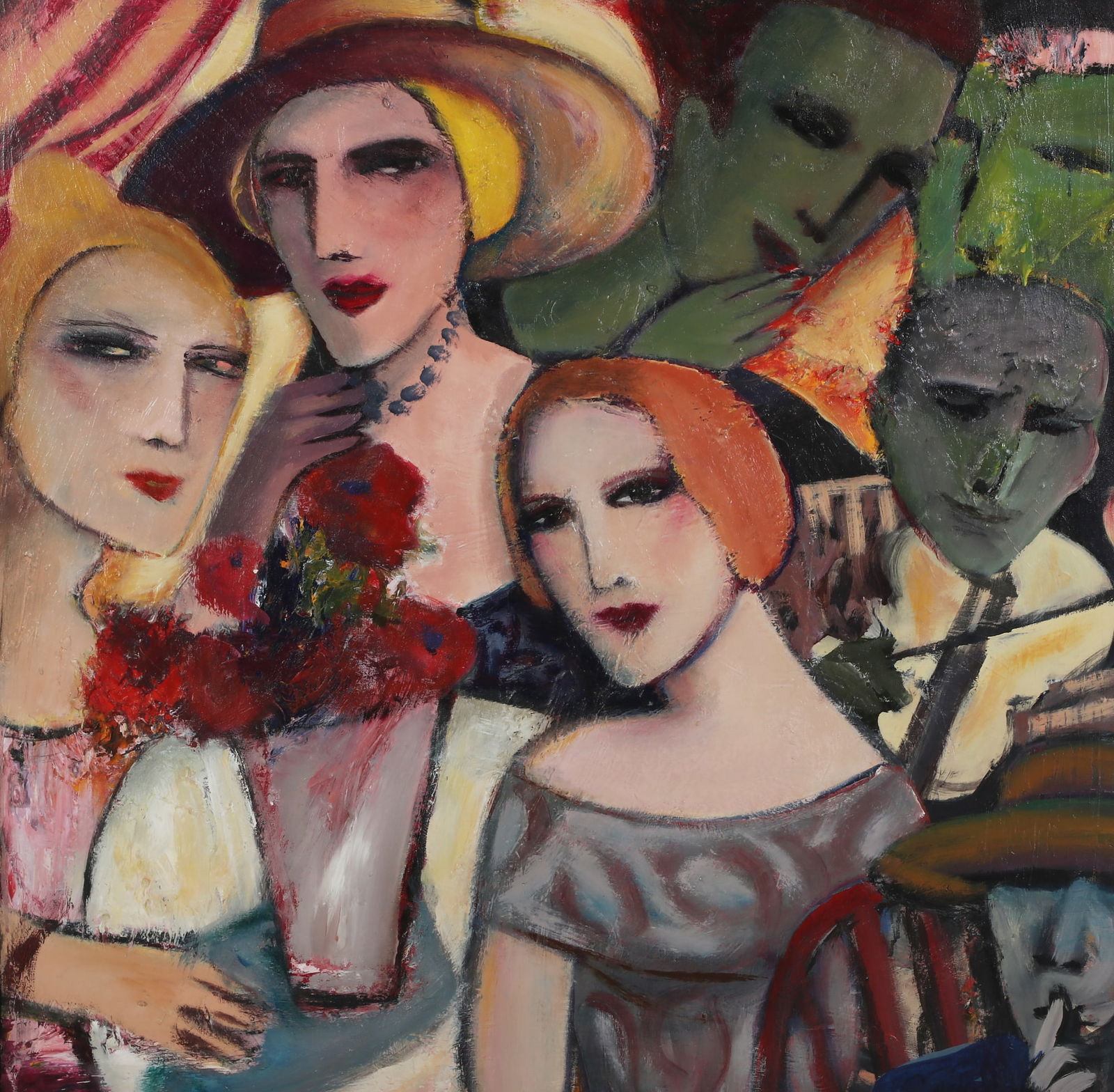 Sandra Jones Campbell (American, b.1948), The Three Muses, acrylic on canvas, 40 x 40in (101 x (1 of 4)