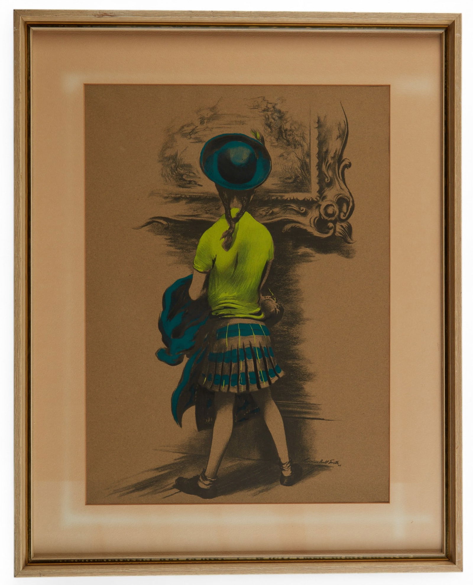 Lawrence Beall Smith (American, 1909-1995), Museum Visitor, School Girl 1946, lithograph in colors (1 of 2)