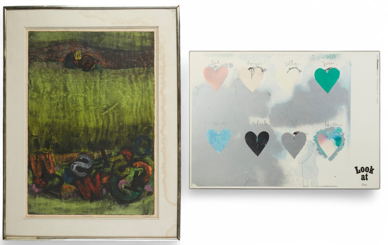 American School , Jim Dine and one other, (two prints), lithograph and poster print on paper, 41 x (1 of 5)