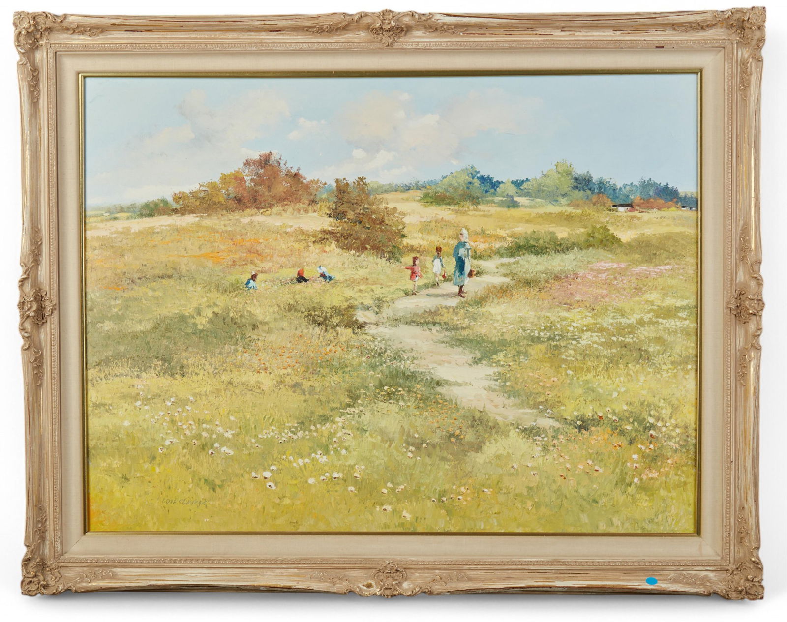 Lois Clark (American, 1934-2022), Meadow walk, oil on canvas, 38 x 48in (97 x 122cm) (1 of 2)