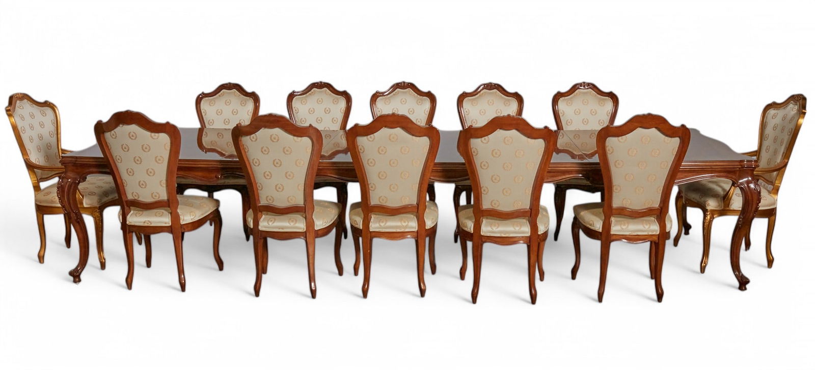 Karges Chinoiserie Decorated Dining Table with 4 Leaves and 12 Upholstered Chairs (1 of 13)