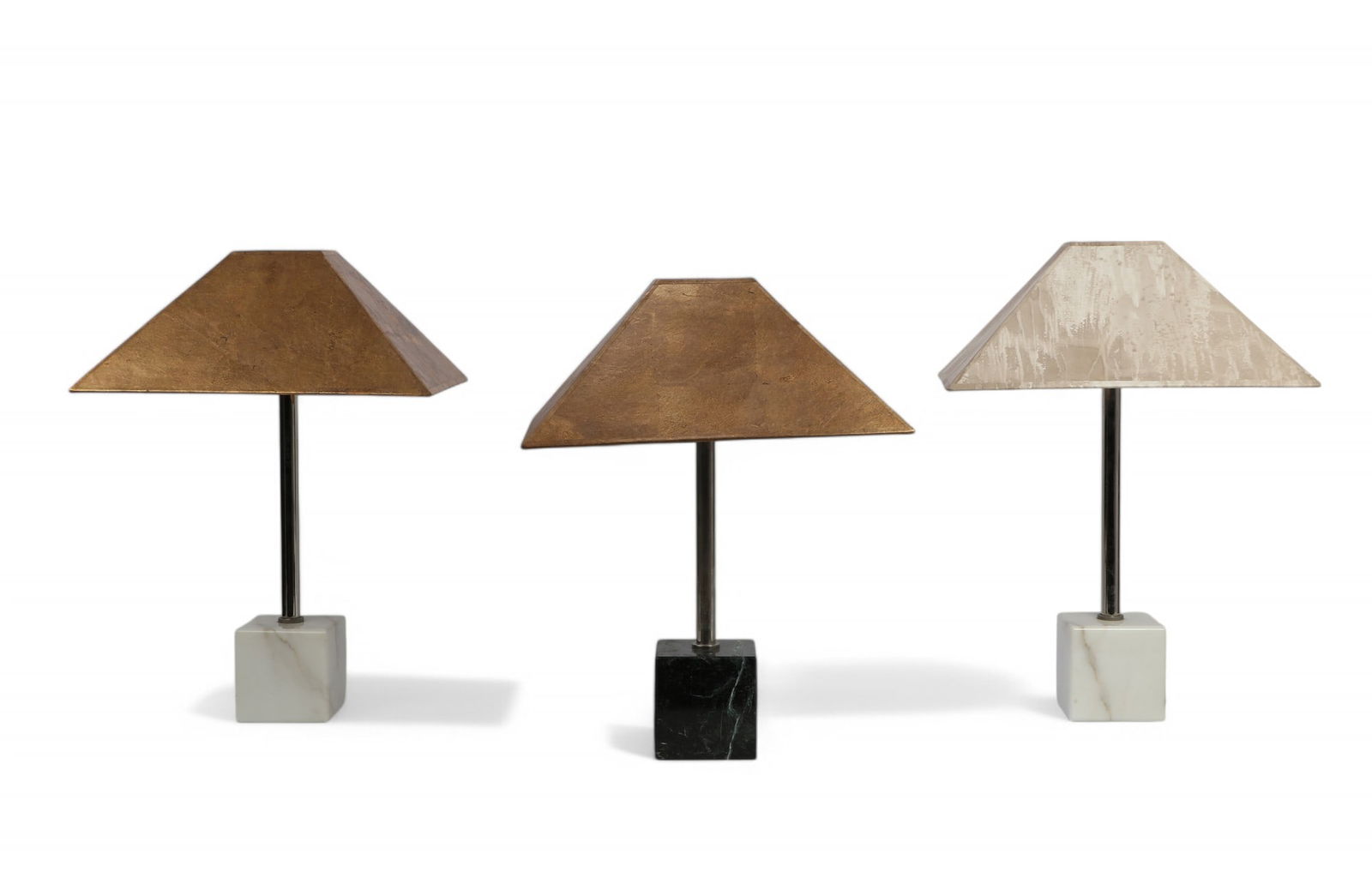 Group of 3 Square Base Marble Table Lamps (1 of 4)