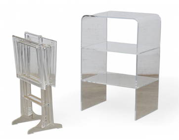 A lucite etagere and two folding tables on stand (1 of 5)