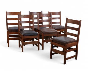 A set of six L&JG Stickley oak side chairs (1 of 6)