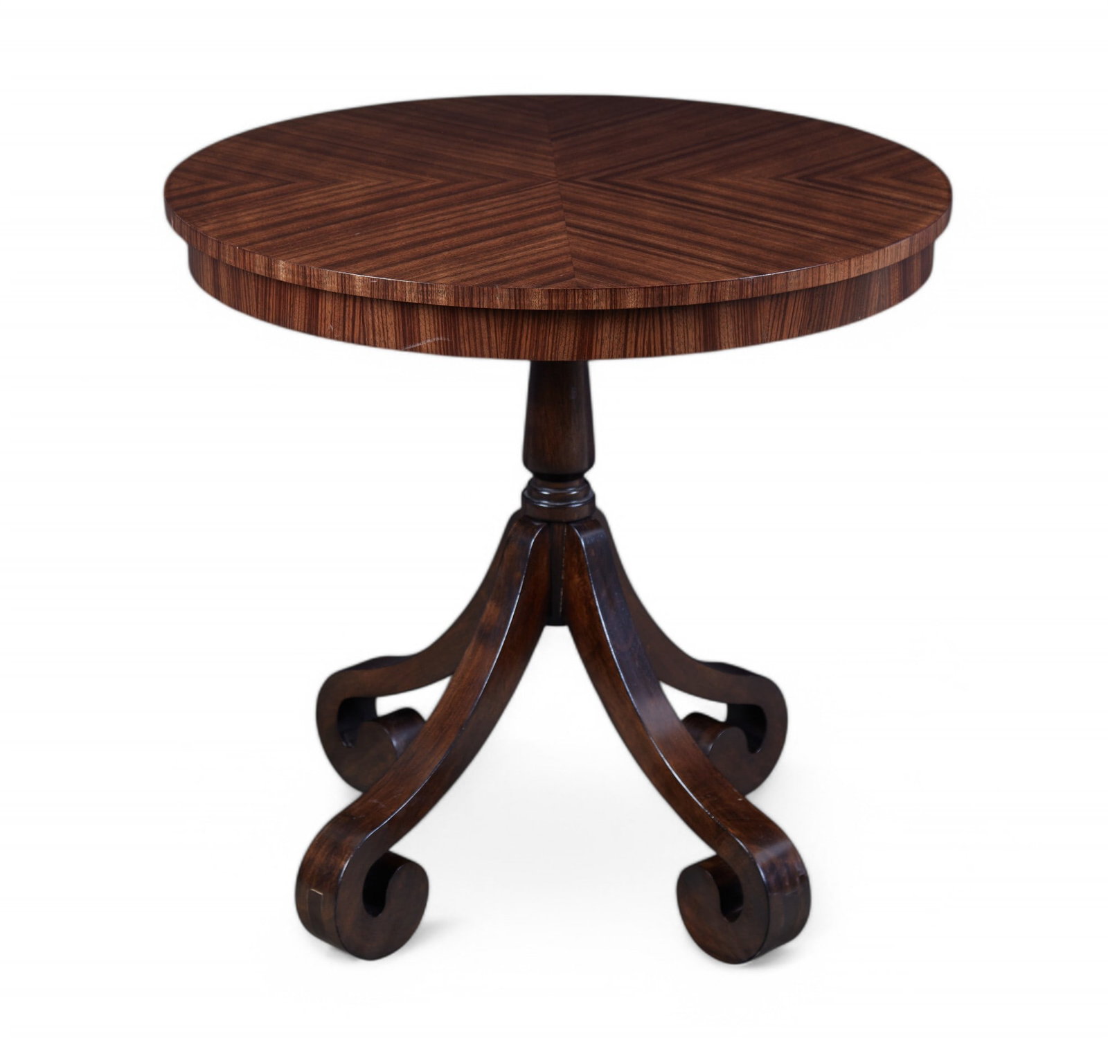 An Arteriors zebrawood veneered circular table (1 of 5)