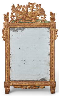 An Italian Neoclassical giltwood mirror: An Italian Neoclassical giltwood mirrorlate 18th/early 19th centuryheight 49in (125cm); width 29in (74cm)