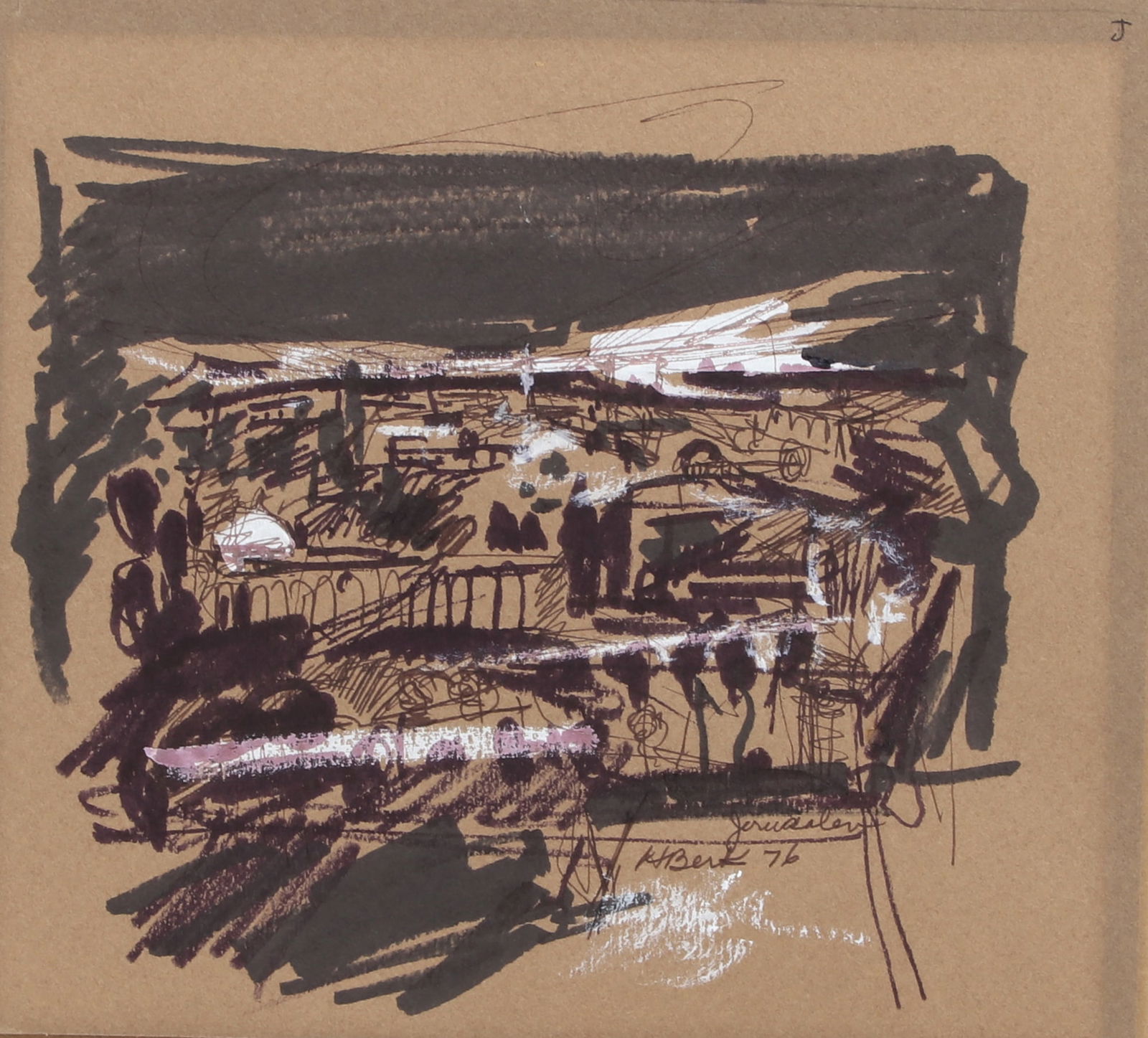 Henrietta Berk, Jerusalem, 1976: Henrietta Berk(American, 1919-1990)Jerusalem, 1976mixed media on papersigned lower right HBerk, titled and dated7 x 8in (18 x 20cm) Provenance:Property from a Private Centur