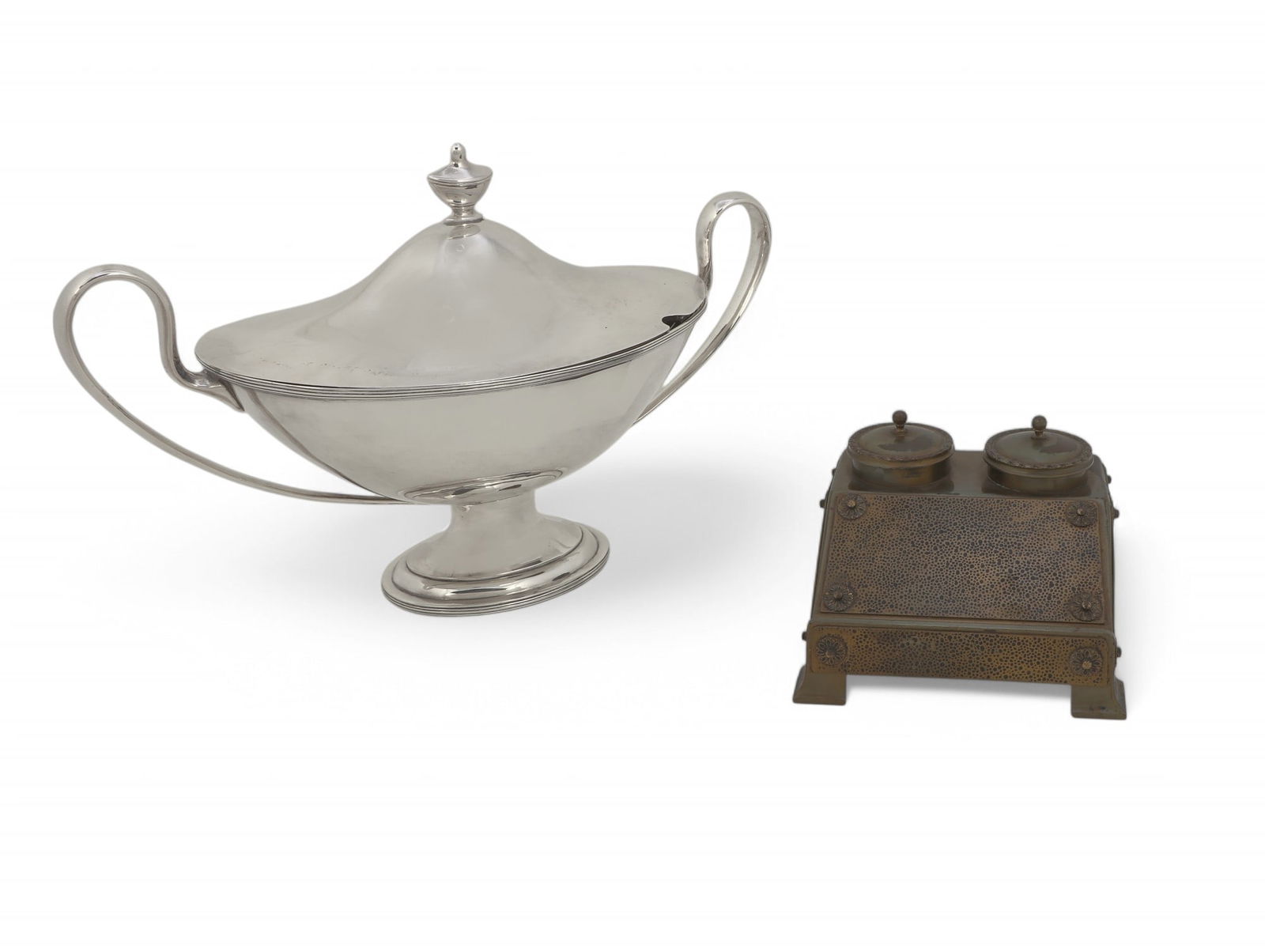 An English Sheffield tureen and a copper inkstand (1 of 4)