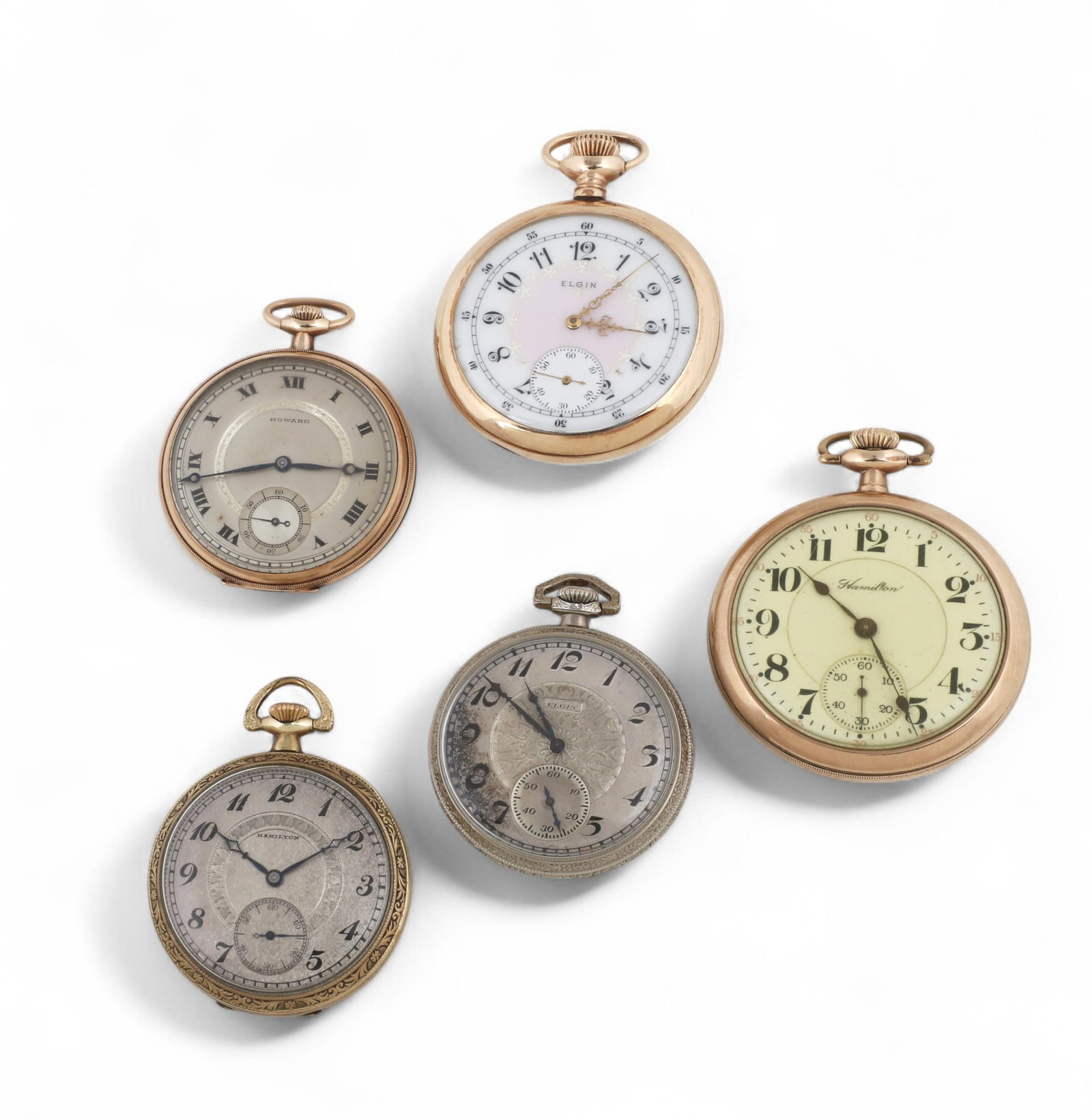 Five Gold Filled Keyless Open Face Pocket Watches (1 of 14)
