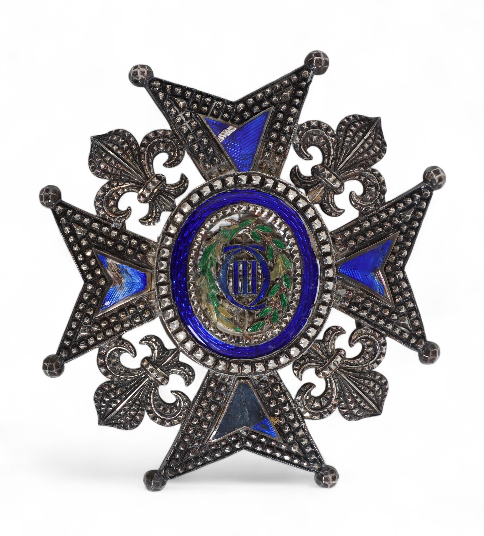 A Spanish Order of Charles III Officer's Star: A Spanish Order of Charles (Carlos) III Enameled Officer's Breast Star, Late 19th Century diameter 3in (7.5cm) Provenance: Property of a Private Hidden Hills Collector.