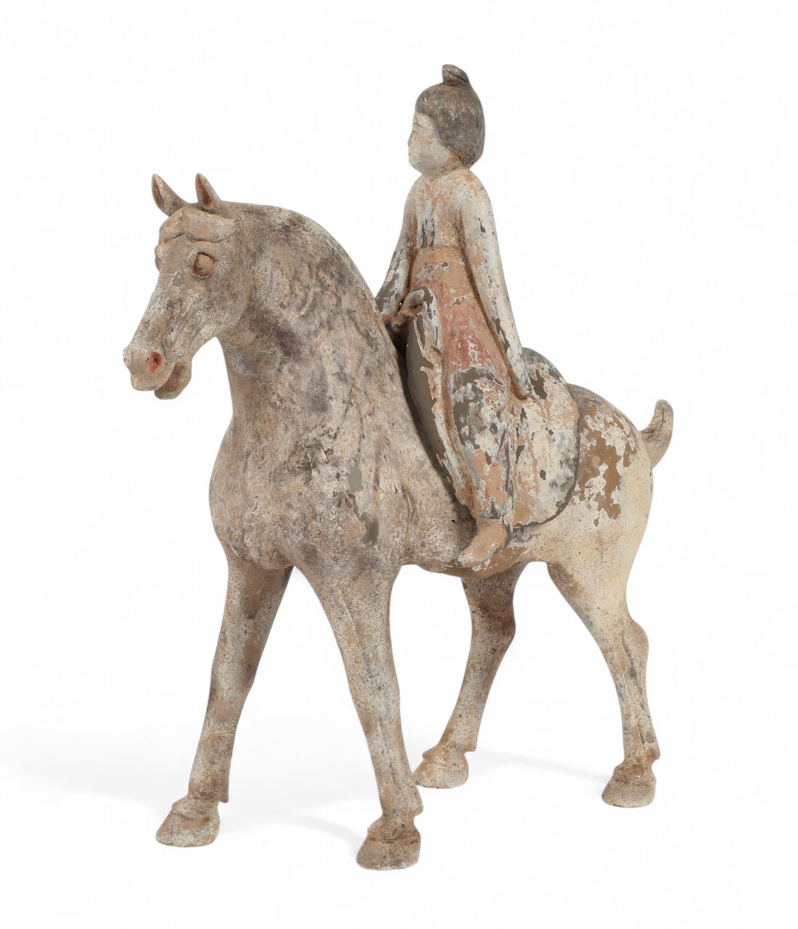 A Chinese pottery figure of a horse and rider (1 of 10)