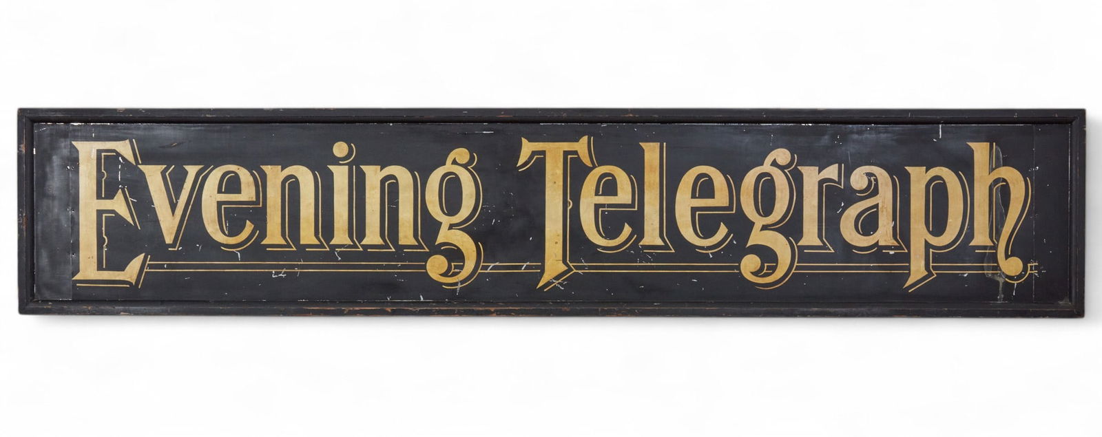 A painted newspaper trade sign: Evening Telegraph (1 of 4)