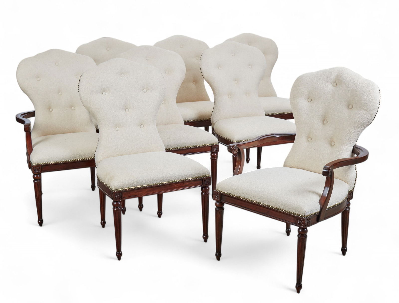 A set of eight modern upholstered dining chairs (1 of 8)