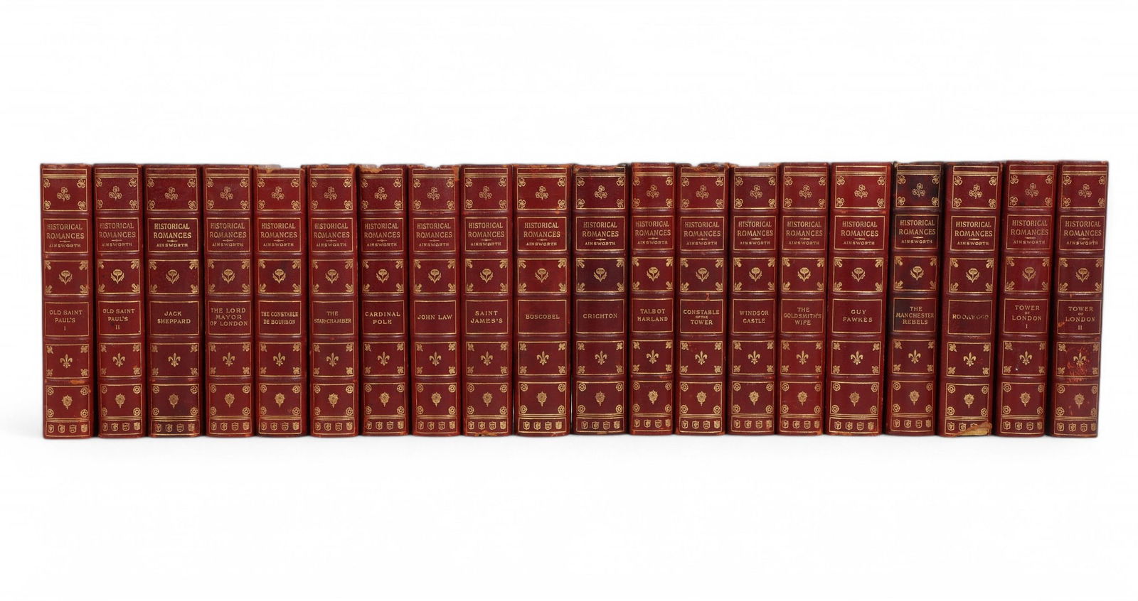 Historical Romances of William Harrison Ainsworth: Historical Romances of William Harrison Ainsworth (20 vols.)Philadelphia: George Barrie, 1900. Limited edition printed for subscribers only; bound in 3/4 red leather over marbled boards with gilt titl