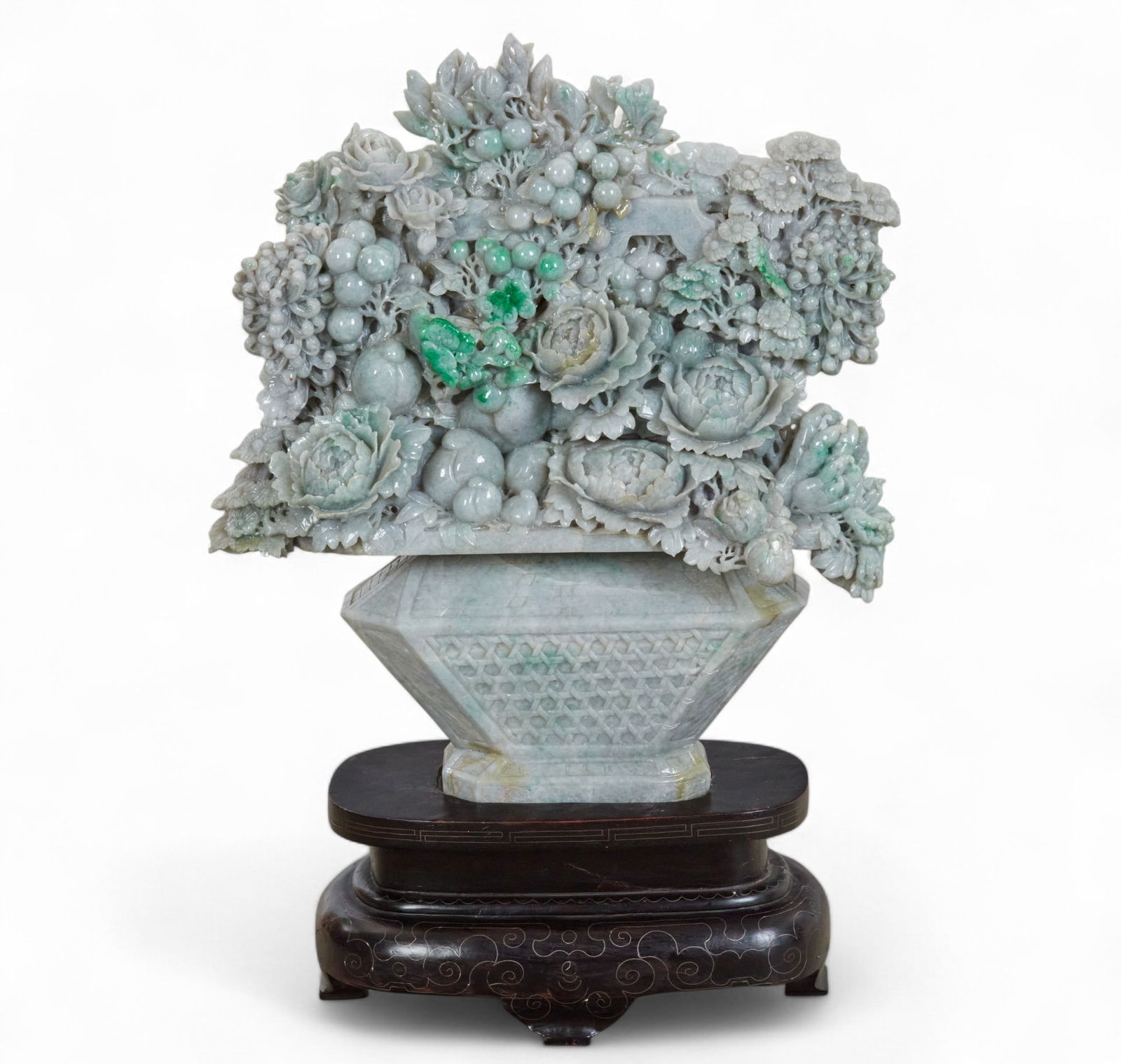 A Chinese hardstone model of a flower basket (1 of 8)