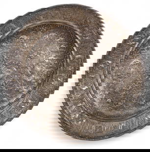 A Renaissance style silverplate charger: Francois I, late 19th century: A Renaissance style silverplate charger: Francois I late 19th century Centering a relief medallion of Francois I, King of France. diameter 25in (64cm) Provenance: Sold Bonhams, Los Angeles, 29 April