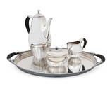 A Danish sterling silver Cosmos coffee service, designed by Johan Rohde for Georg Jensen
