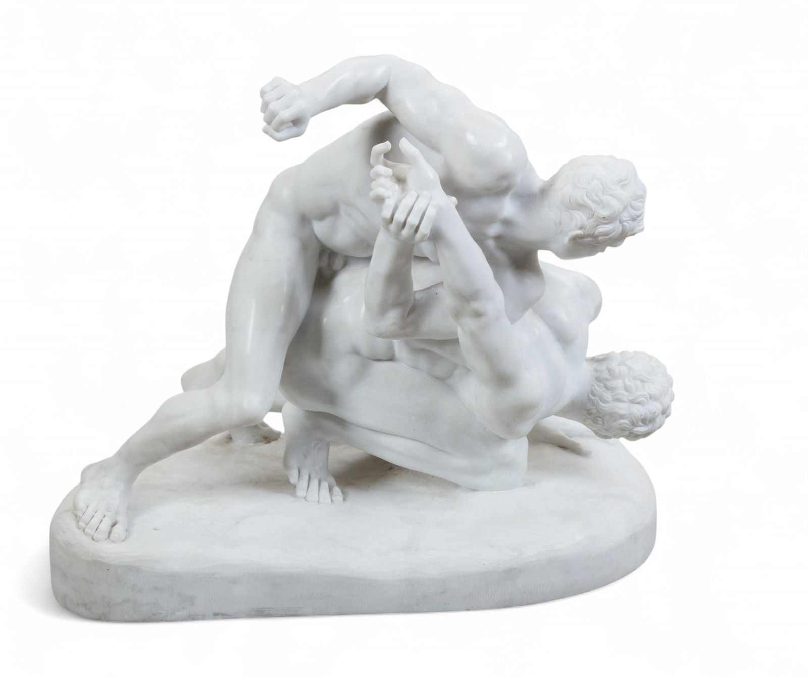 An Italian white marble figural group: The Wrestlers, late 19th/early 20th century (1 of 4)