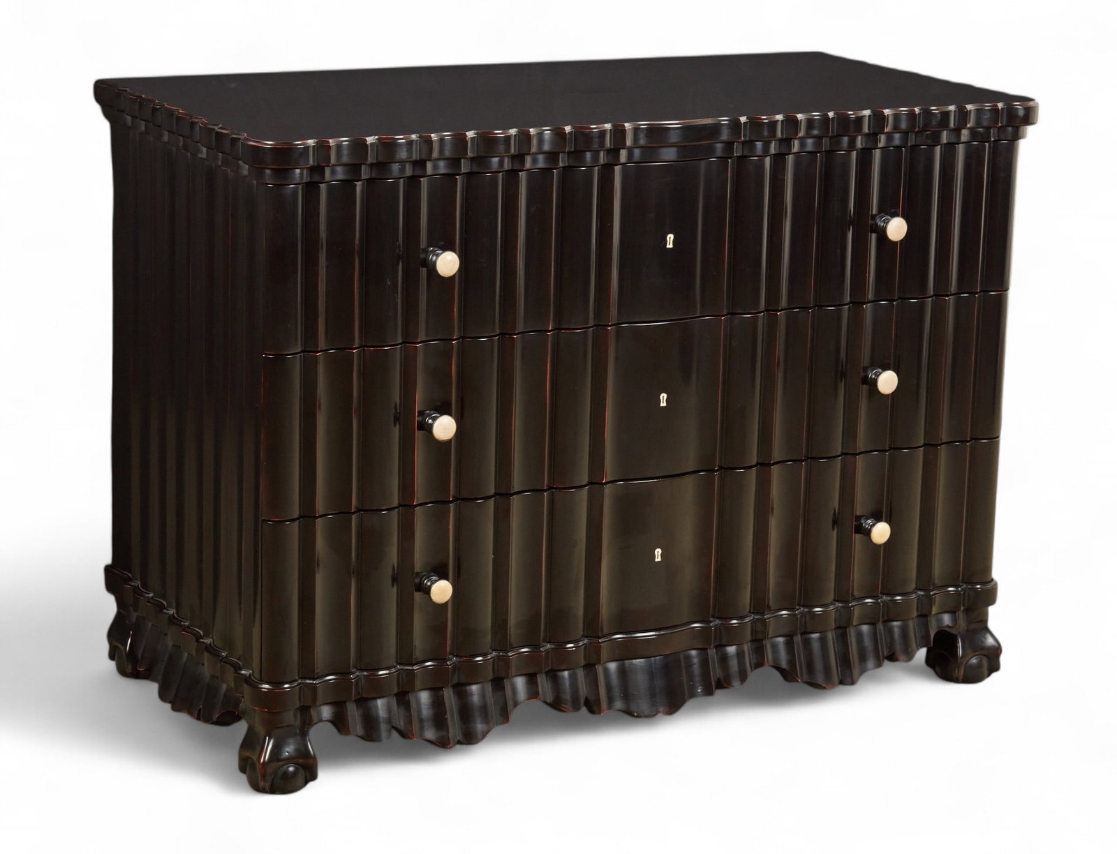 A Quatrain Portuguese Baroque style ebonized commode, modern (1 of 5)