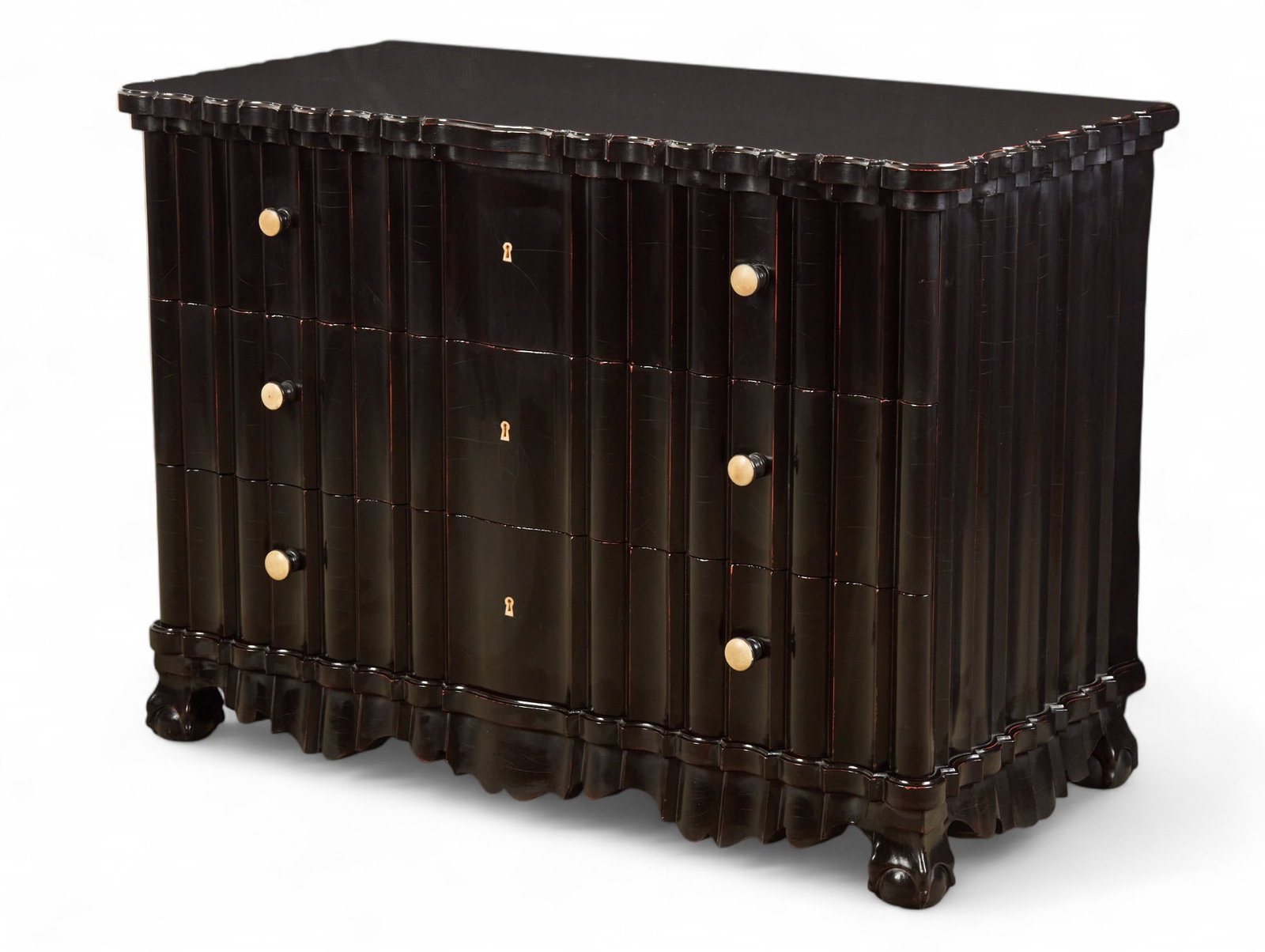 A Quatrain Portuguese Baroque style ebonized commode, modern (1 of 7)